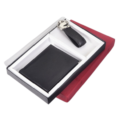 Leather Men’s Wallet & Keychain Gift Set