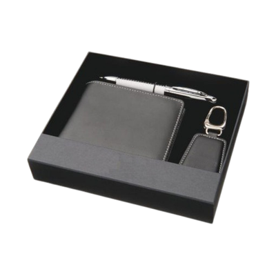 Leather Men’s Wallet, Keychain & Pen Gift Set