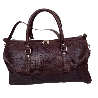 Leather Croco- Print Travel Bag