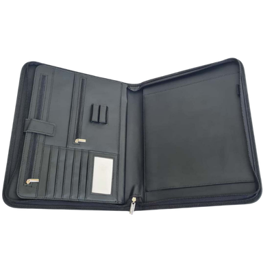 Zippered Leather Portfolio Organizer Folder
