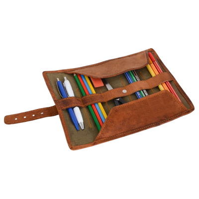 Leather Roll Up Pen & Pencil Case