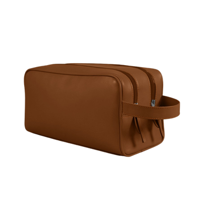 Leather Double Zipper Toiletry Bag