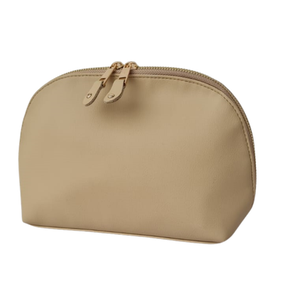 Leather Cosmetic Bag with Metal Zip