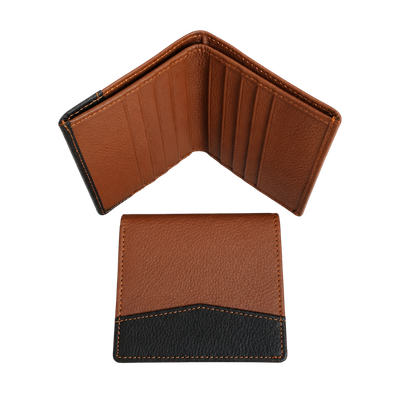 Leather Card Wallet with Currency Compartment