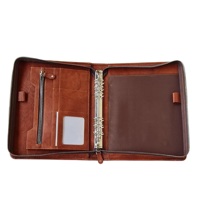Leather Ring Binder Organizer with 6 Rings